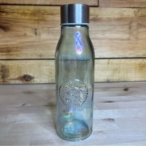 Starbucks Iridescent Rainbow Recycled Reusable Glass Water Bottle